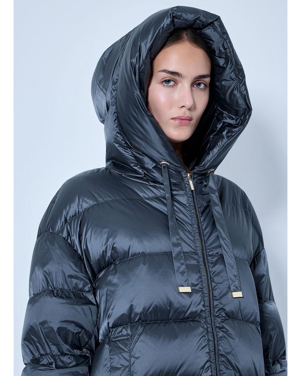 Max Mara Blue Hooded Puffer Jacket