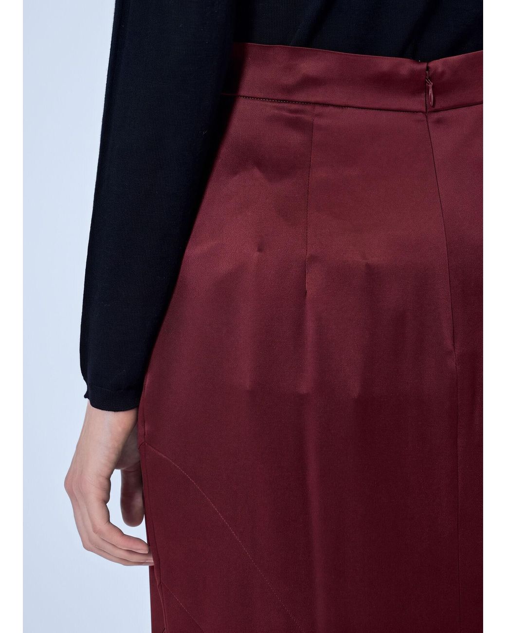 Max Mara Red Satin Maxi Skirt