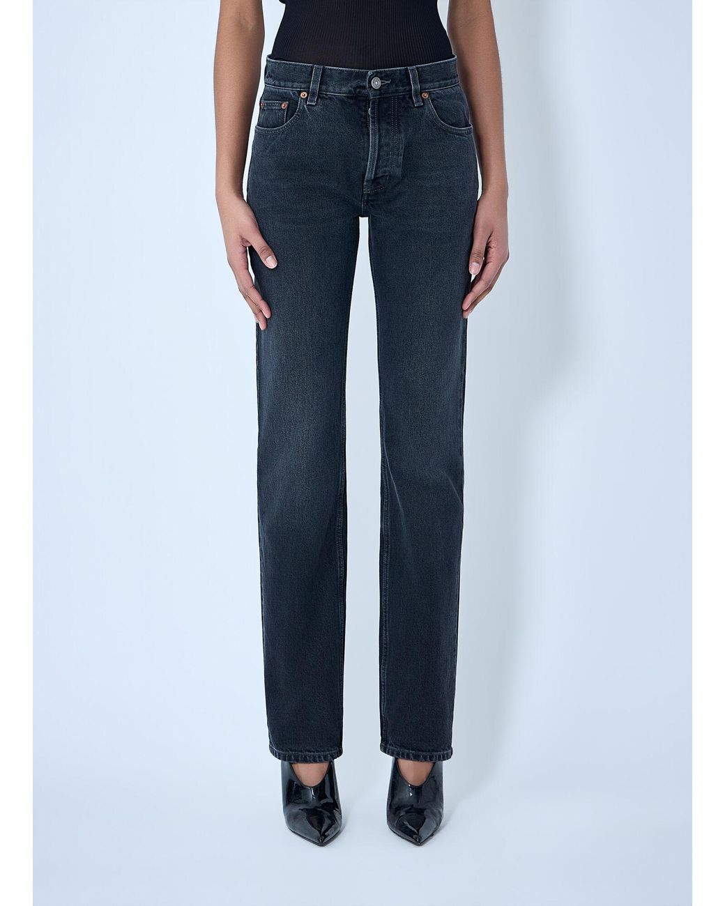 Saint Laurent Blue Straight High Rise Jeans