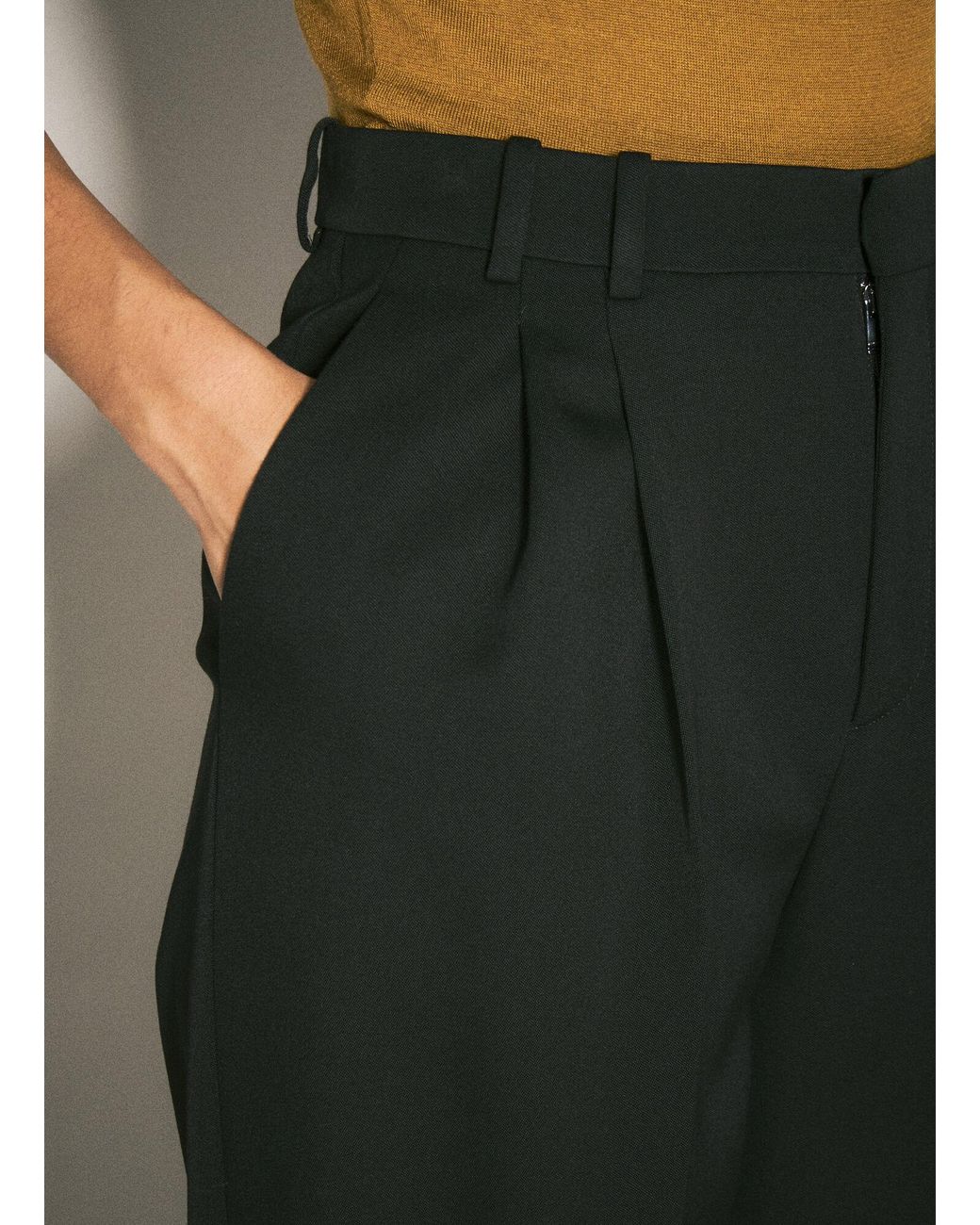 Saint Laurent Black Wide-Leg Wool Pants