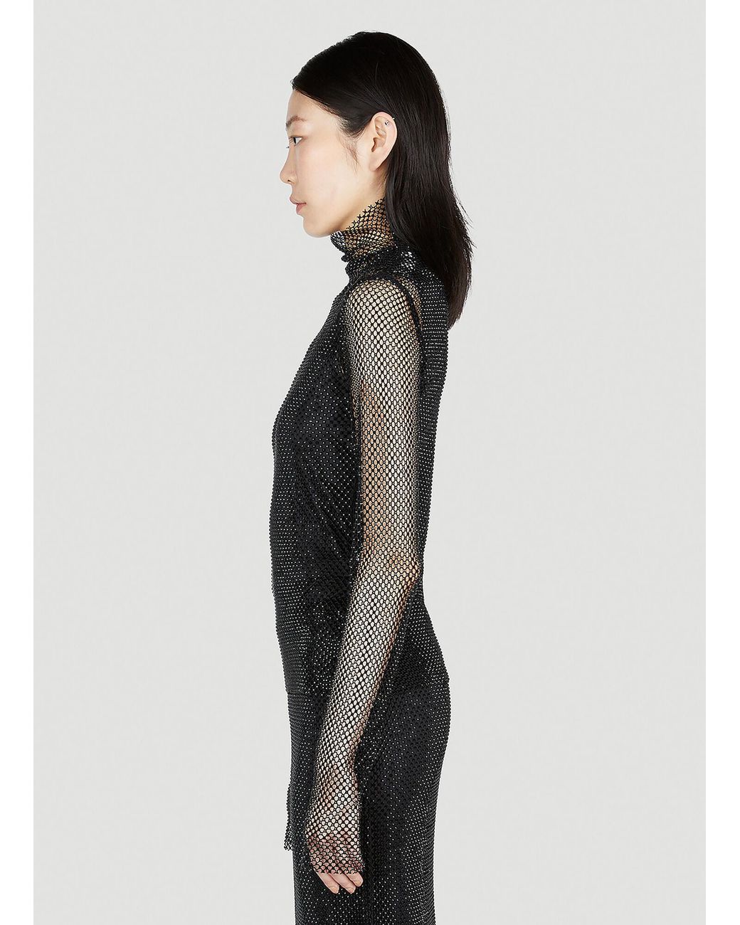 Sportmax Black Noemi Rhinestone Mesh Top