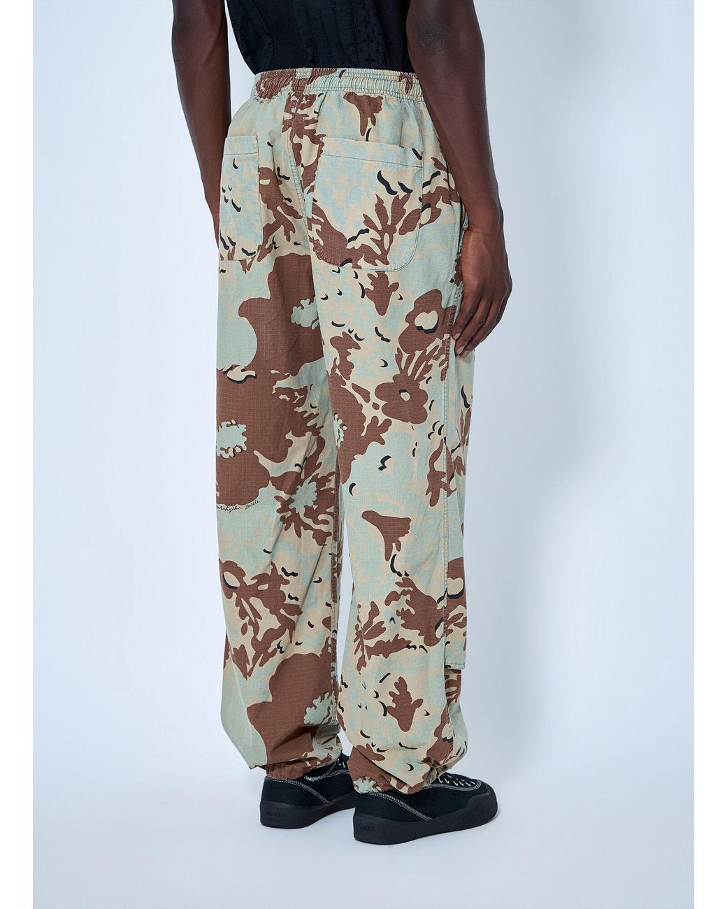 Nomarythm Textile Natural Camo Flower Double Knee Pants for men
