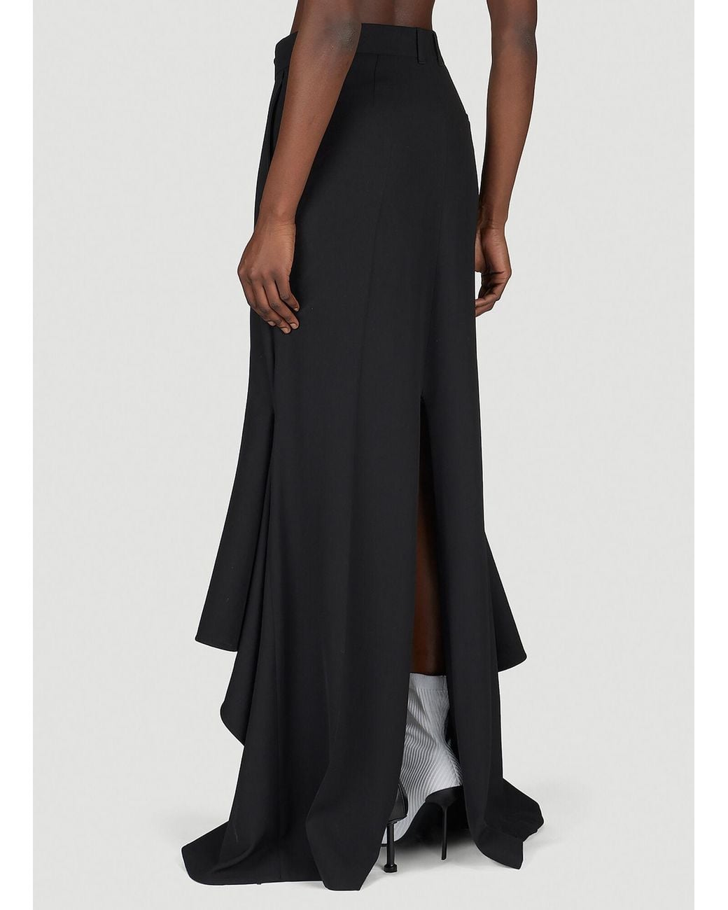 Balenciaga Black Godet Draped Skirt