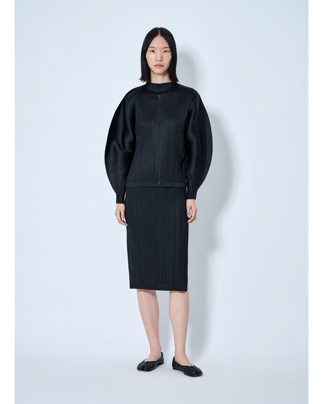 Pleats Please Issey Miyake Blue Pleated Zip-Up Top
