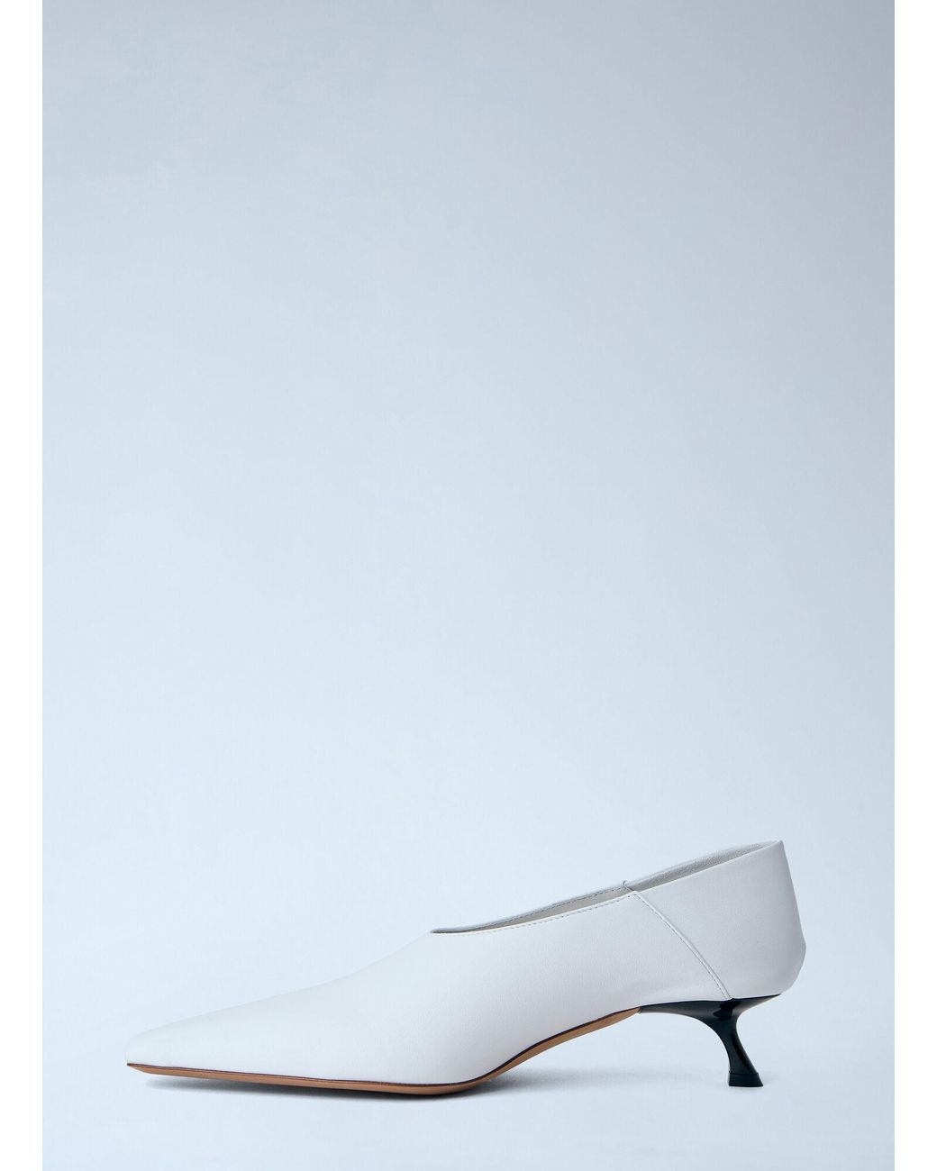 Sportmax White Leather Kitten Heel Pumps