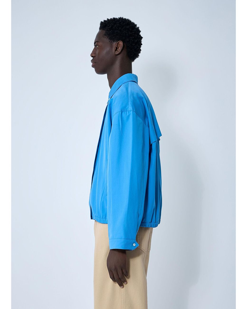Miu Miu Blue Logo Motif Blouson Jacket