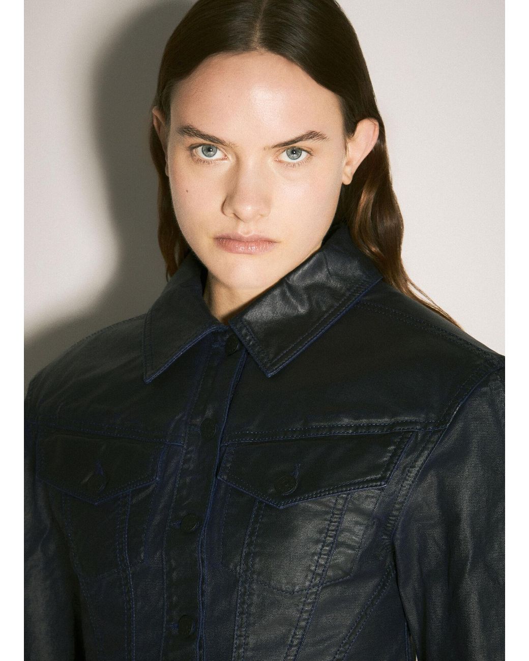 Mugler Gray Waxed Denim Jacket
