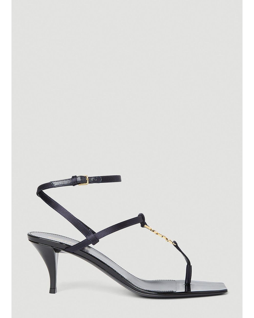 Saint Laurent Cassandra Kitten Heel Sandals in White | Lyst