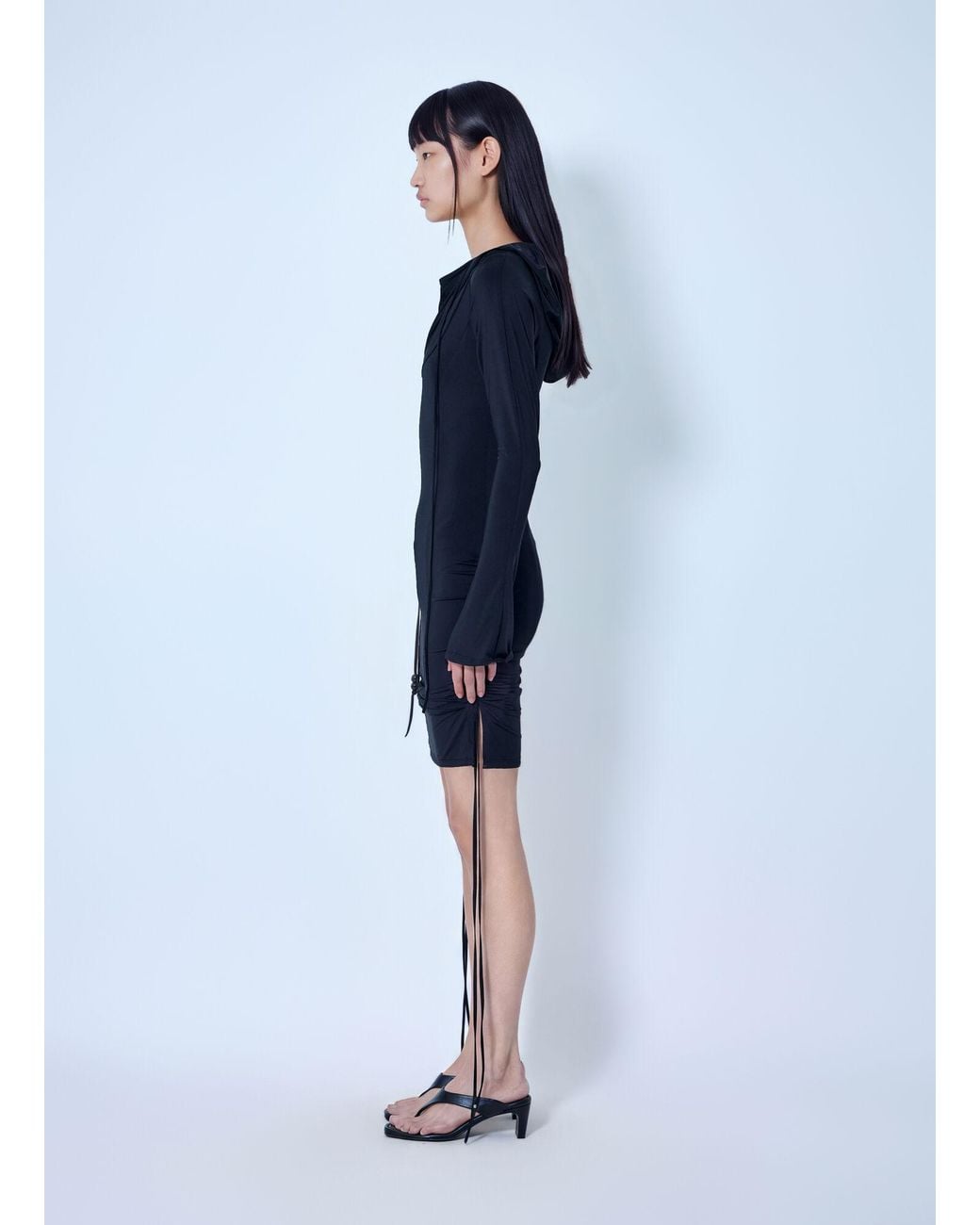 KNWLS Blue Cu Hooded Mini Dress
