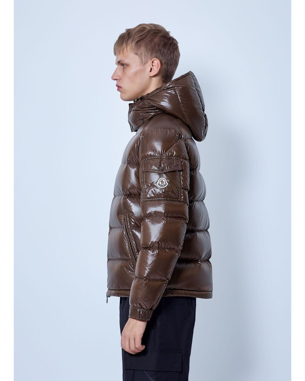 Moncler Brown Maya Hooded Short Down Jacket for men