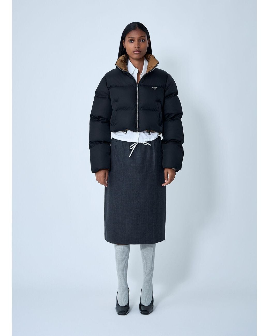 Prada Blue Short Re-Nylon Down Jacket