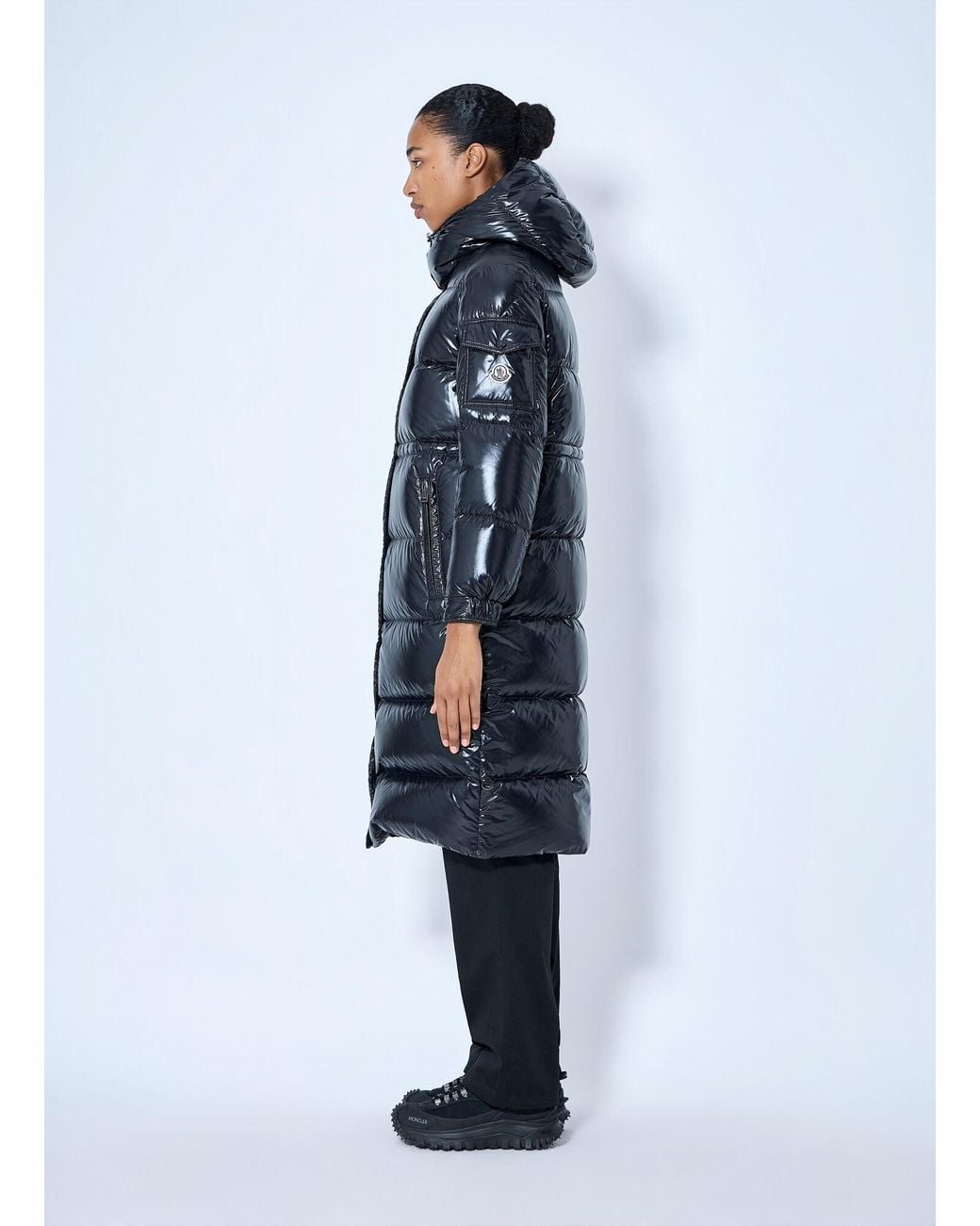 Moncler Blue Cavettaz Hooded Long Down Jacket