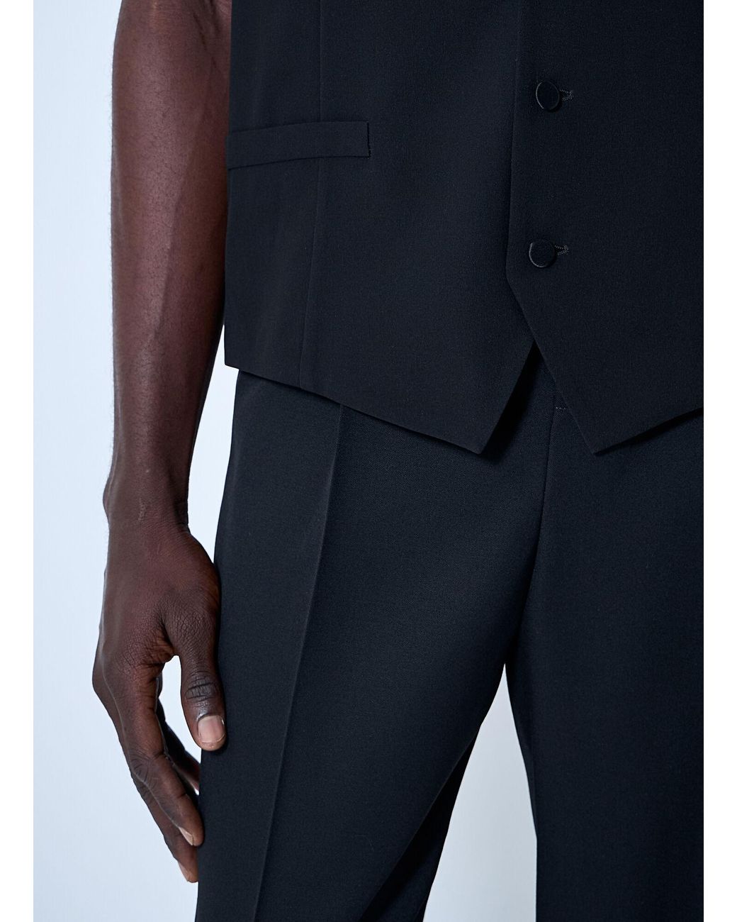 Saint Laurent Blue Silk Crepe Waistcoat for men