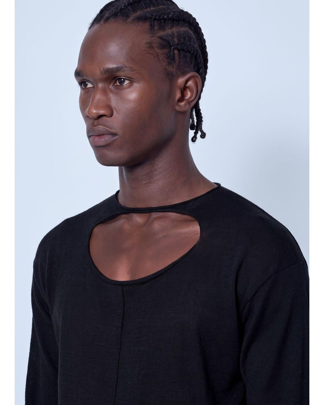 Rick Owens Blue Cut-Out Detail Sweater for men
