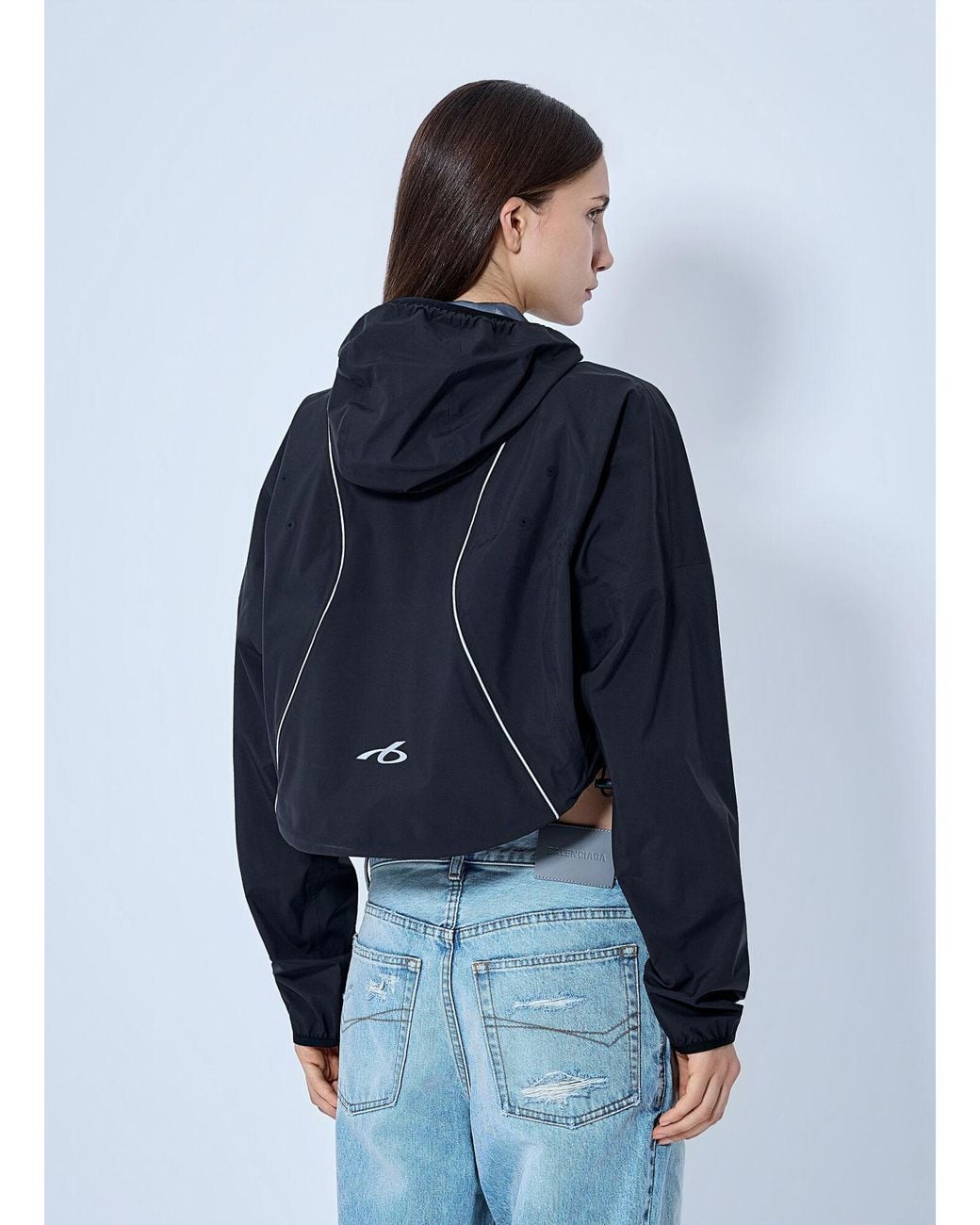 Balenciaga Blue Cropped Hooded Jacket