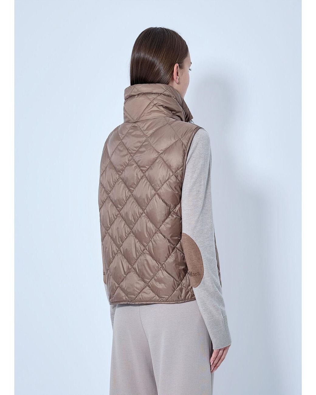 Max Mara Brown Quilted Gilet With High Neck