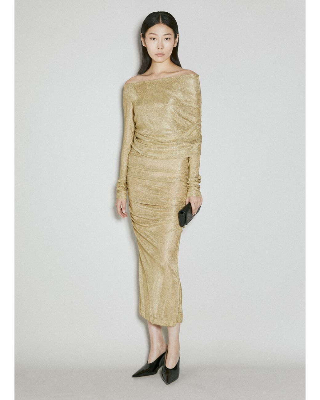 Dolce & Gabbana White Lurex Mesh Midi Dress
