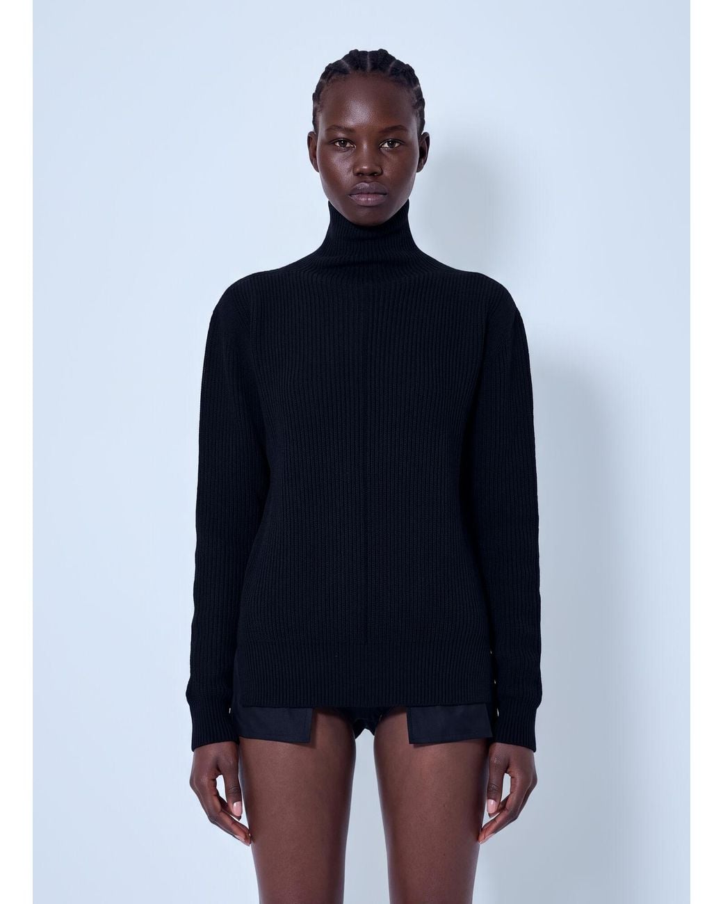 Rick Owens Blue Fisherman Turtleneck Sweater
