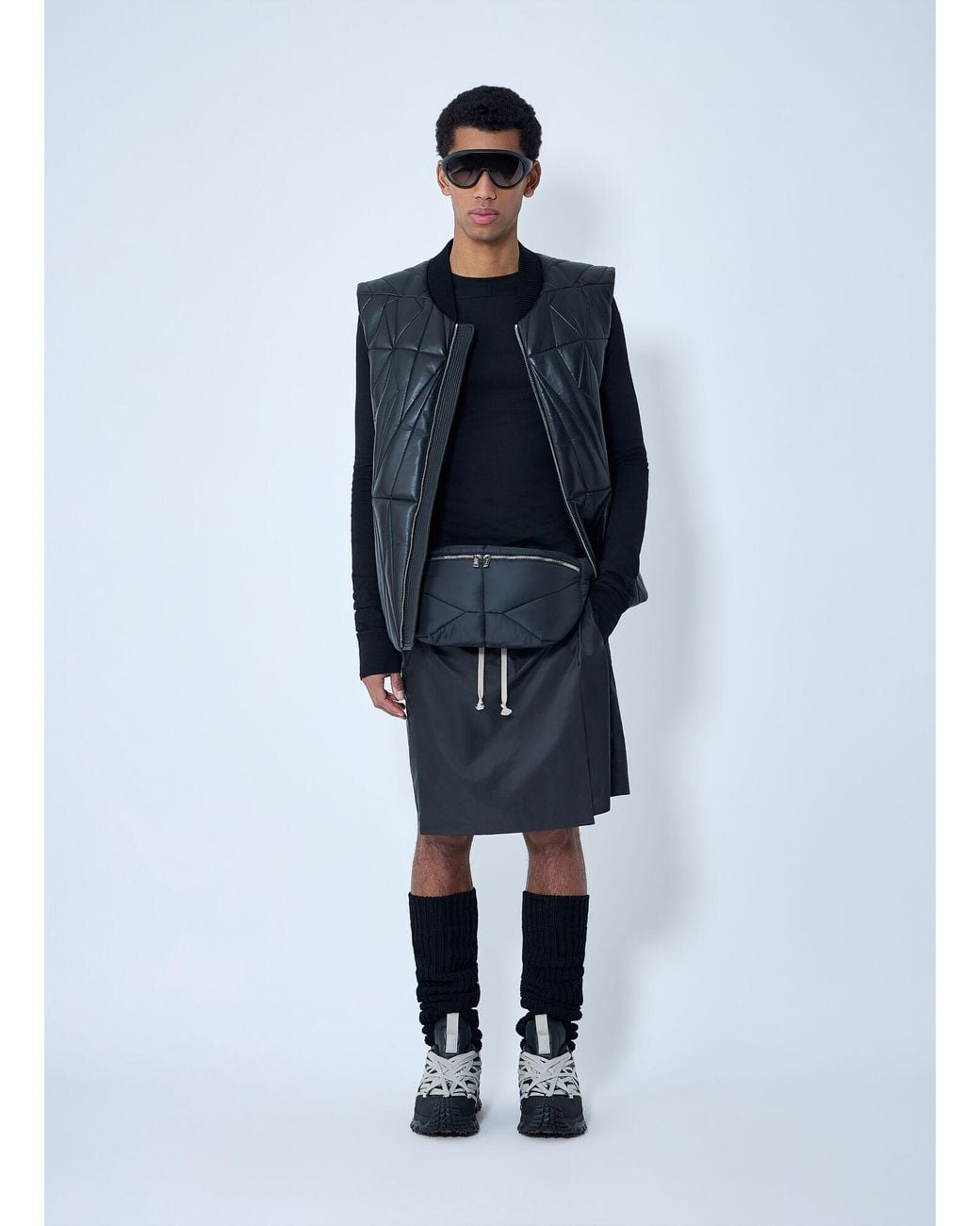 Moncler Blue Drawstring Midi Kilt Shorts