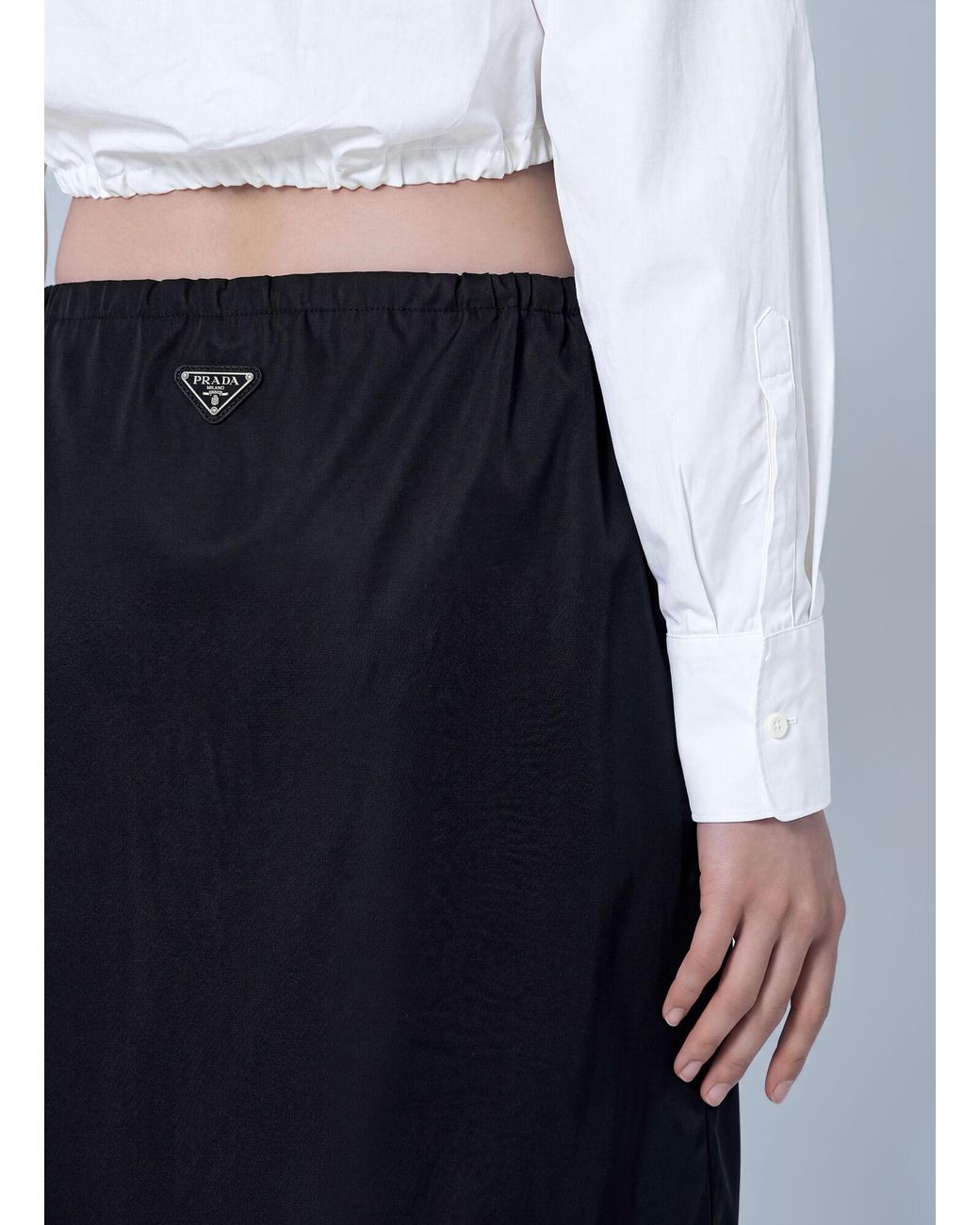 Prada Blue Elastic Waist Re-Nylon Midi Skirt