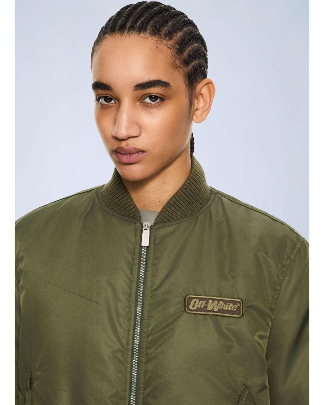 Off-White c/o Virgil Abloh Green Embroidered Nylon Bomber Jacket