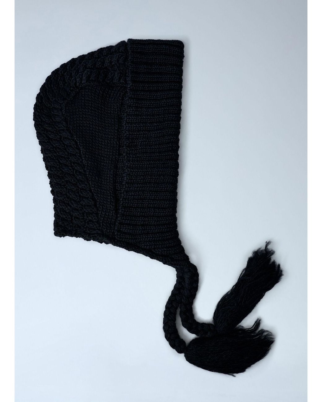 Yohji Yamamoto Black Aran Hooded Hat