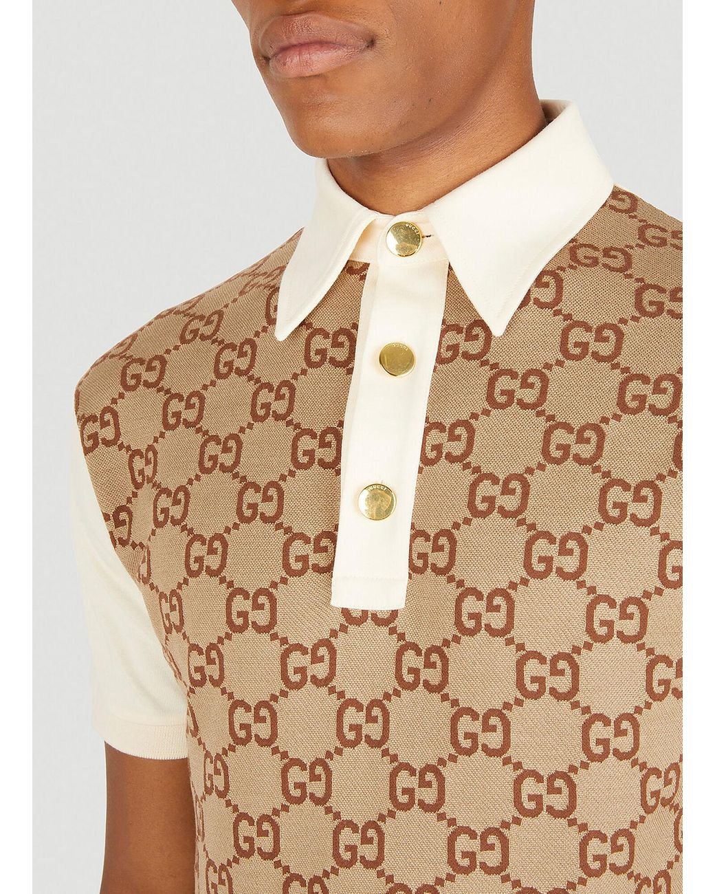 Gucci Jumbo GG Jacquard Polo Shirt in Natural for Men | Lyst