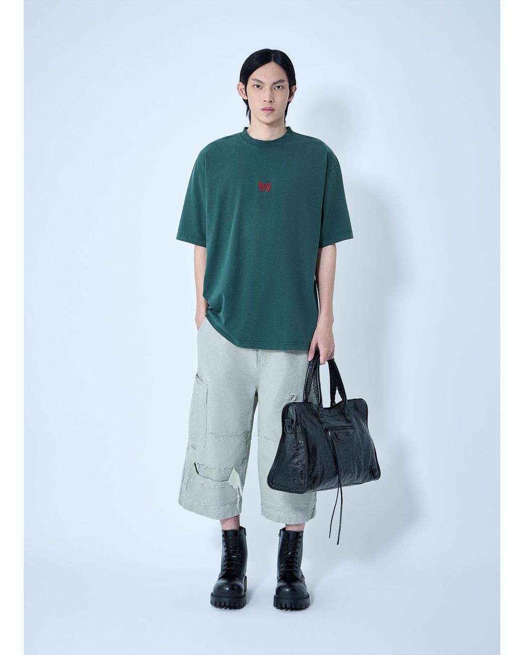 Balenciaga Blue Cropped Cargo Pants for men