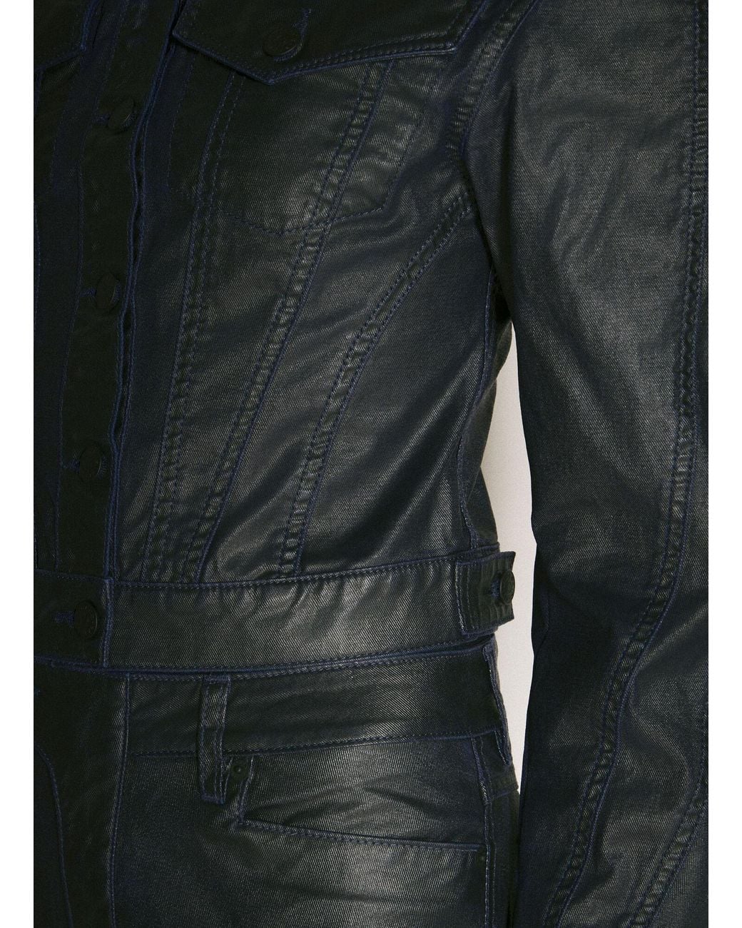 Mugler Gray Waxed Denim Jacket