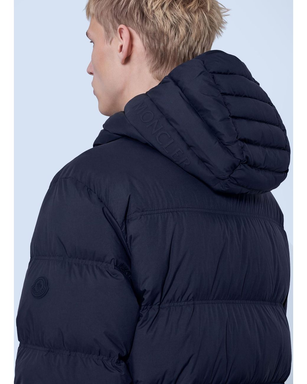 Moncler Blue Poitevin Hooded Short Down Jacket for men
