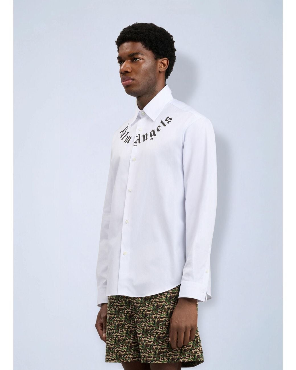 Palm Angels White Neck Logo Shirt for men