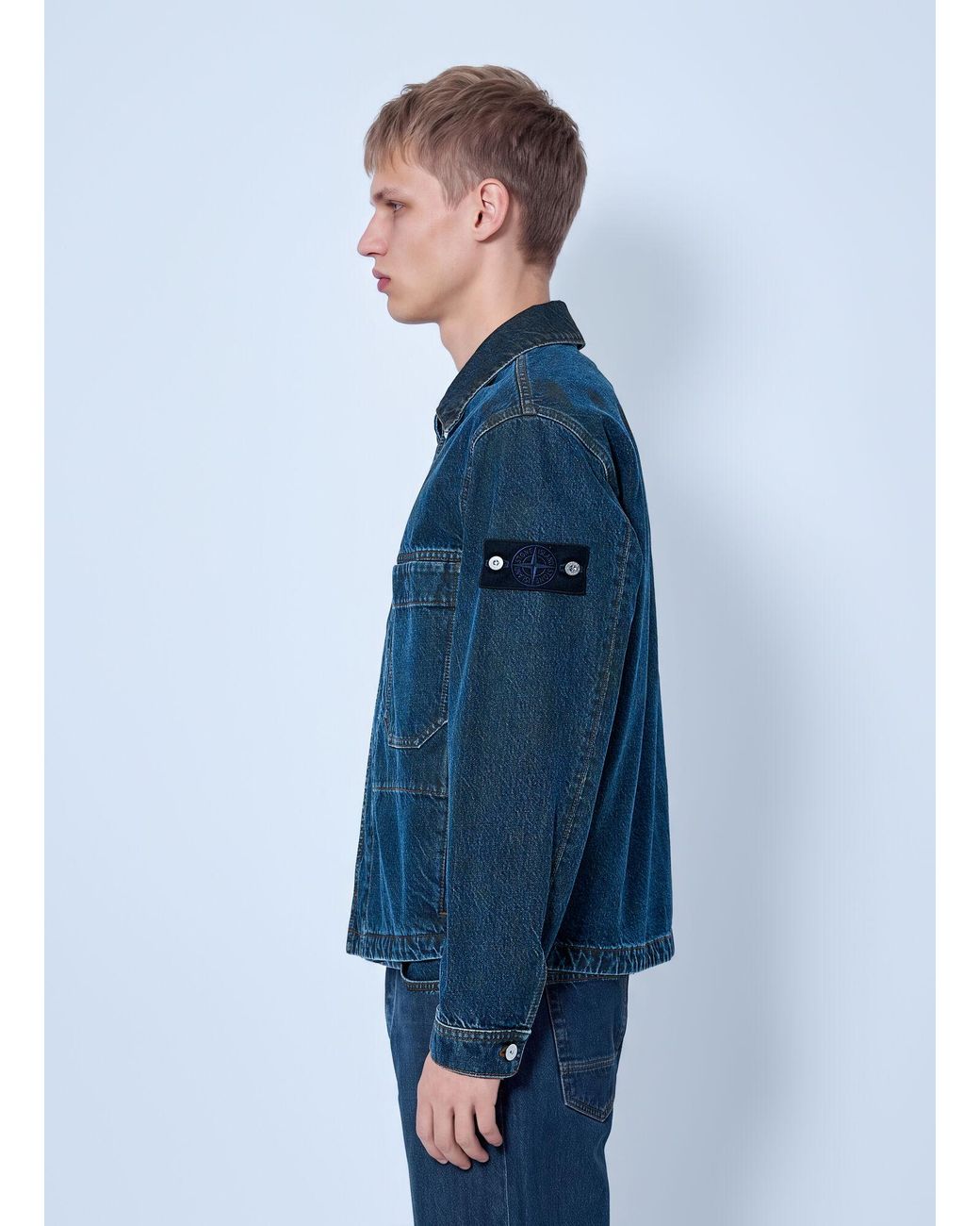 Stone Island Blue Denim Jacket for men