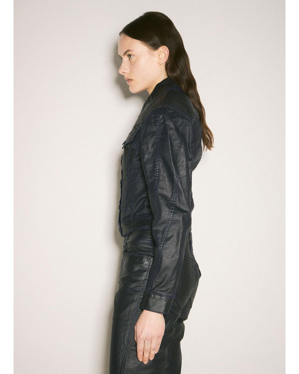 Mugler Gray Waxed Denim Jacket