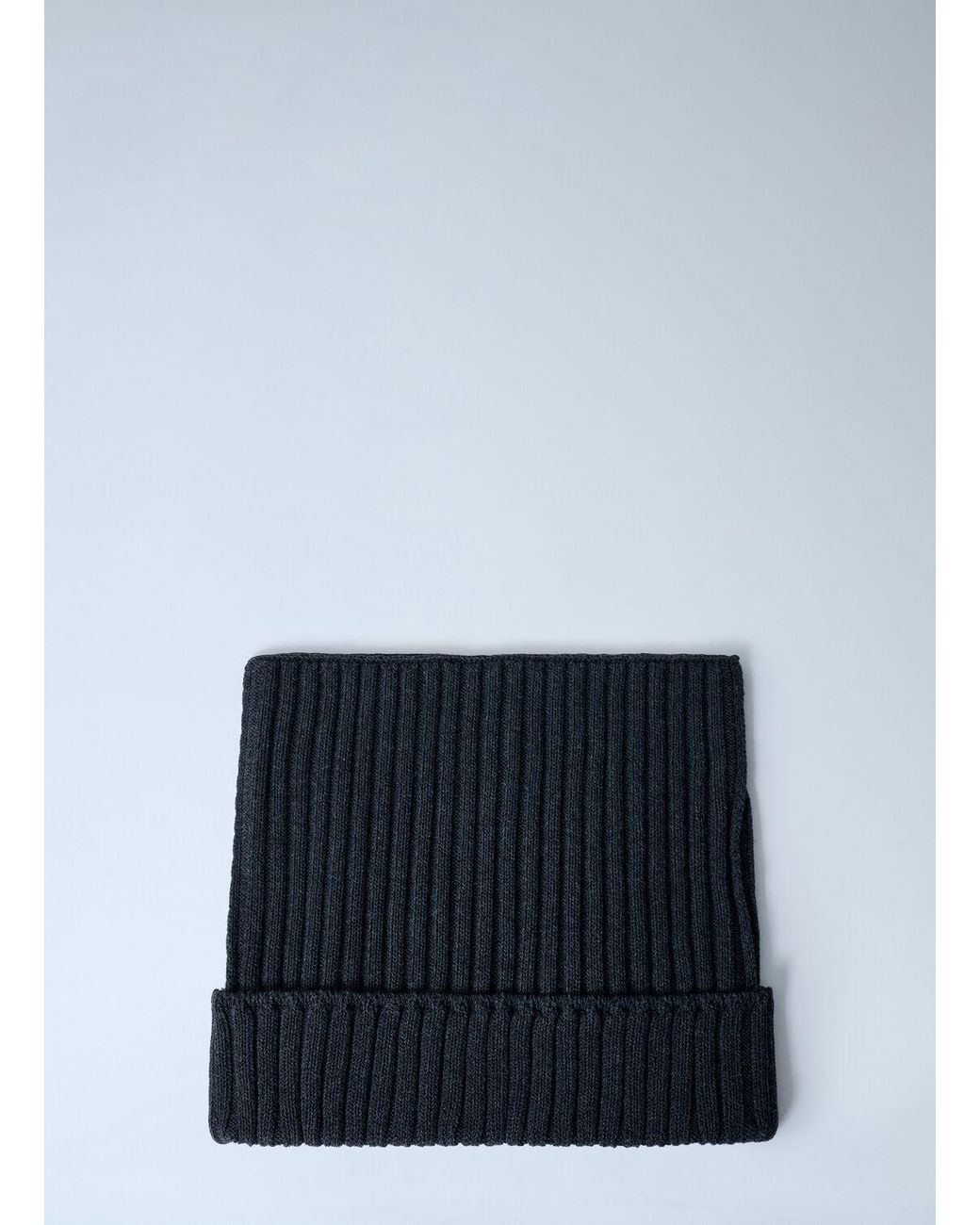 Acne Blue Ribbed Square Beanie Hat for men