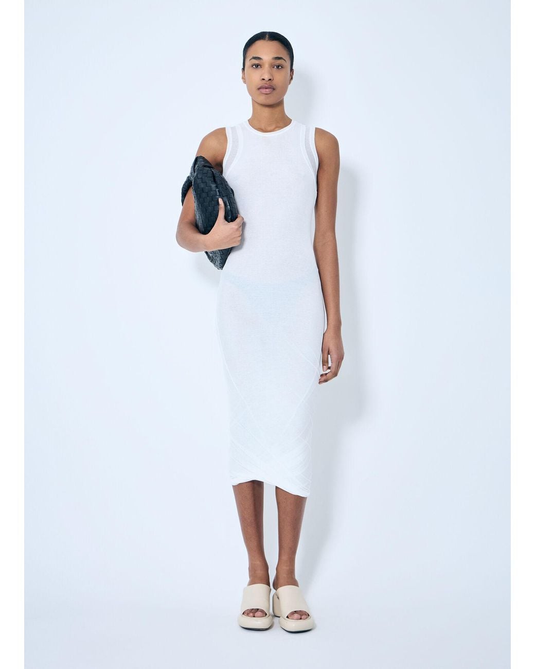 Jil Sander White Layered Midi Dress