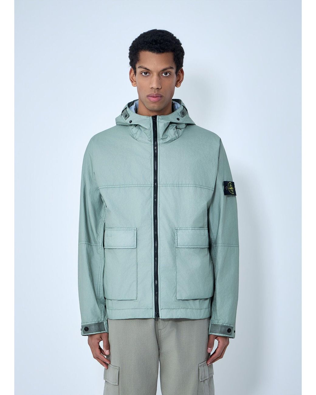 Stone Island Blue Short Parka Jacket for men