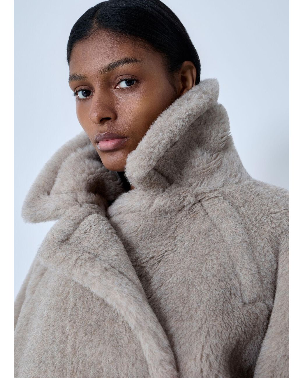 Max Mara Gray Sandcoloured Teddy Coat