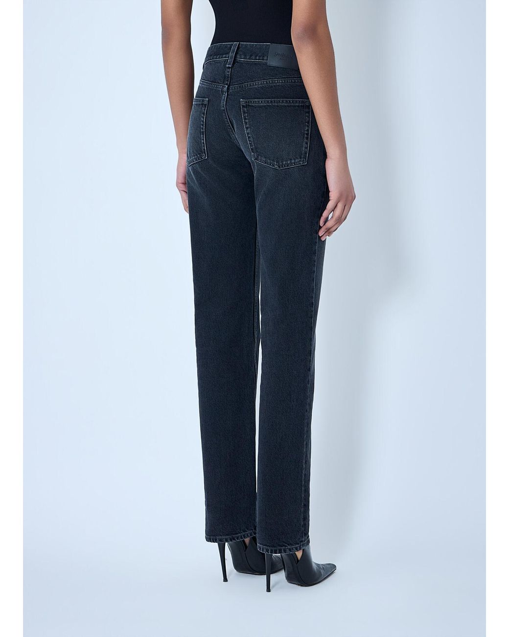 Saint Laurent Blue Straight High Rise Jeans