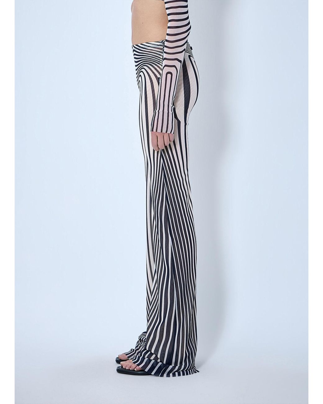 Jean Paul Gaultier Blue Re-Edition Flare Trousers Morphing Stripes