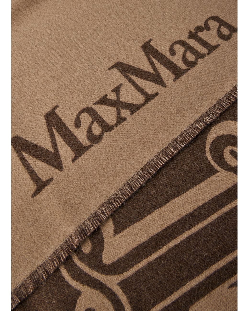 Max Mara Brown Woven Logo Scarf