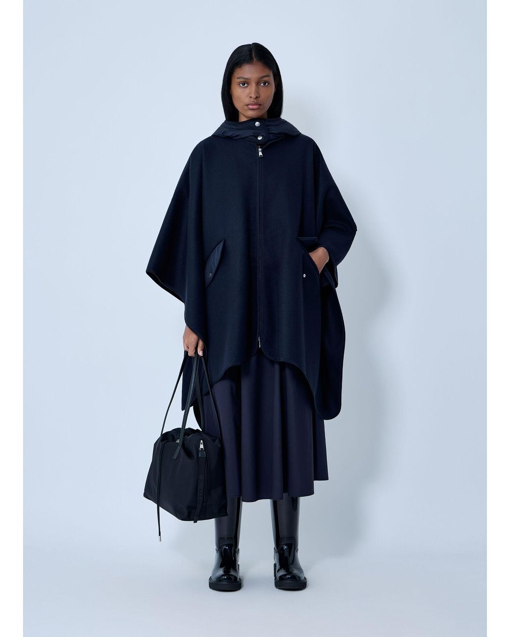 Moncler Blue Hooded Cape
