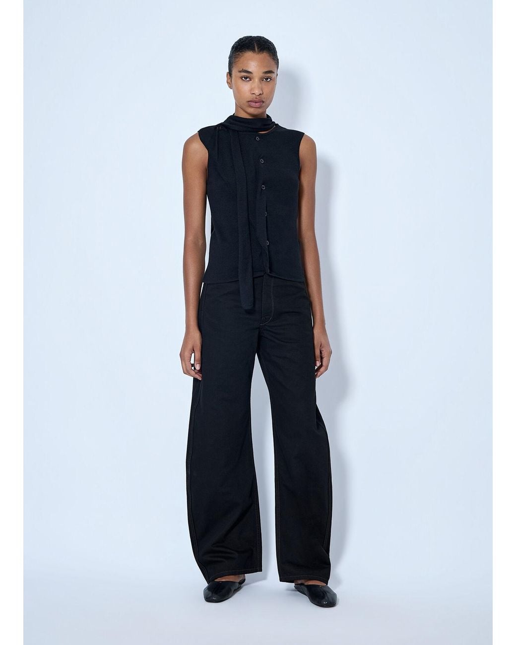 Lemaire Blue High Waisted Curved Pants