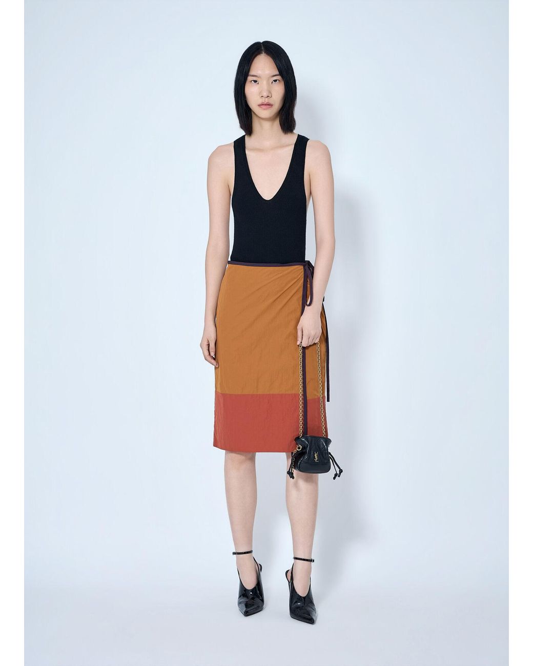 Saint Laurent Orange Wrap-Tie Skirt