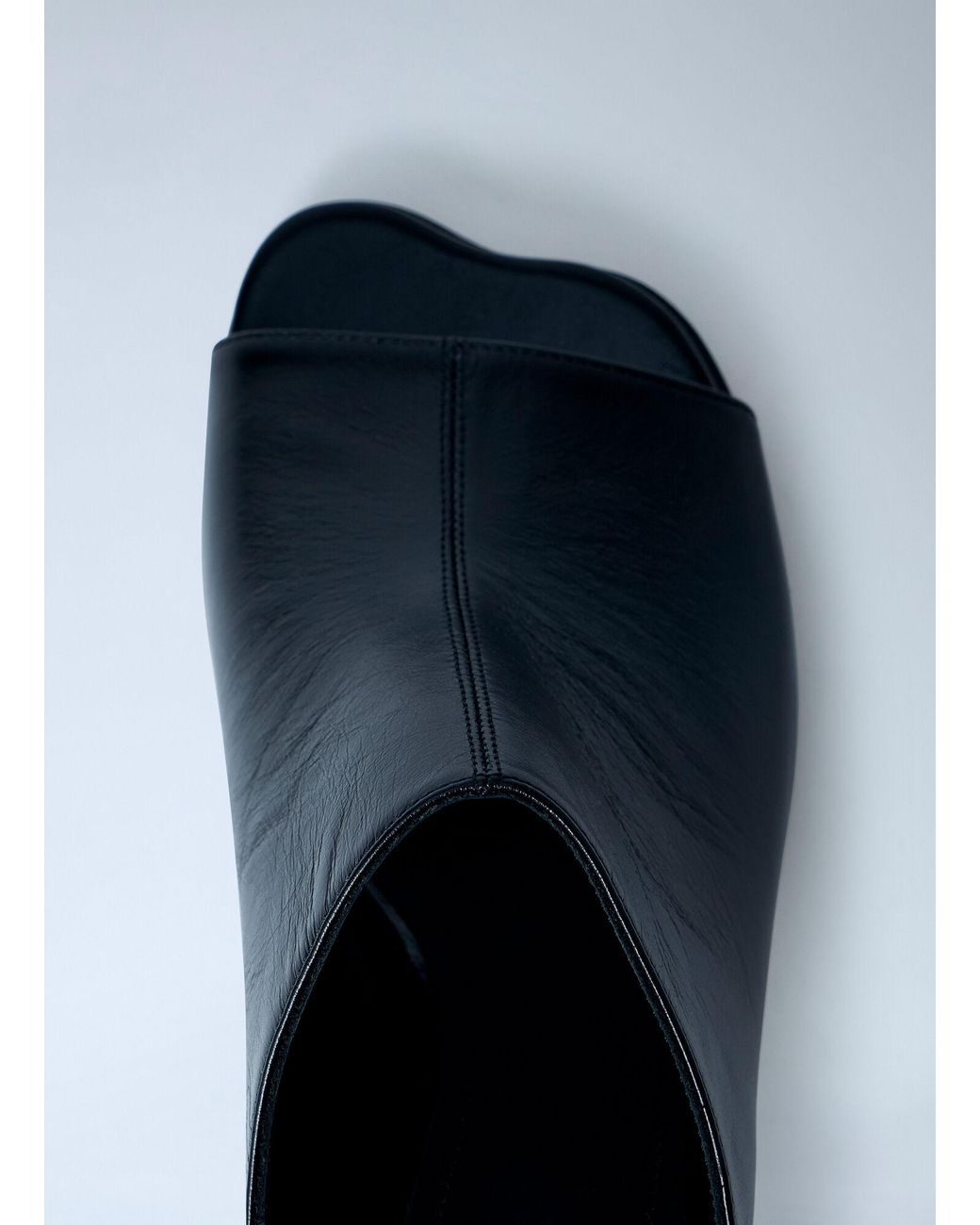 MM6 by Maison Margiela Black Leather Mule With Transparent Block Heel