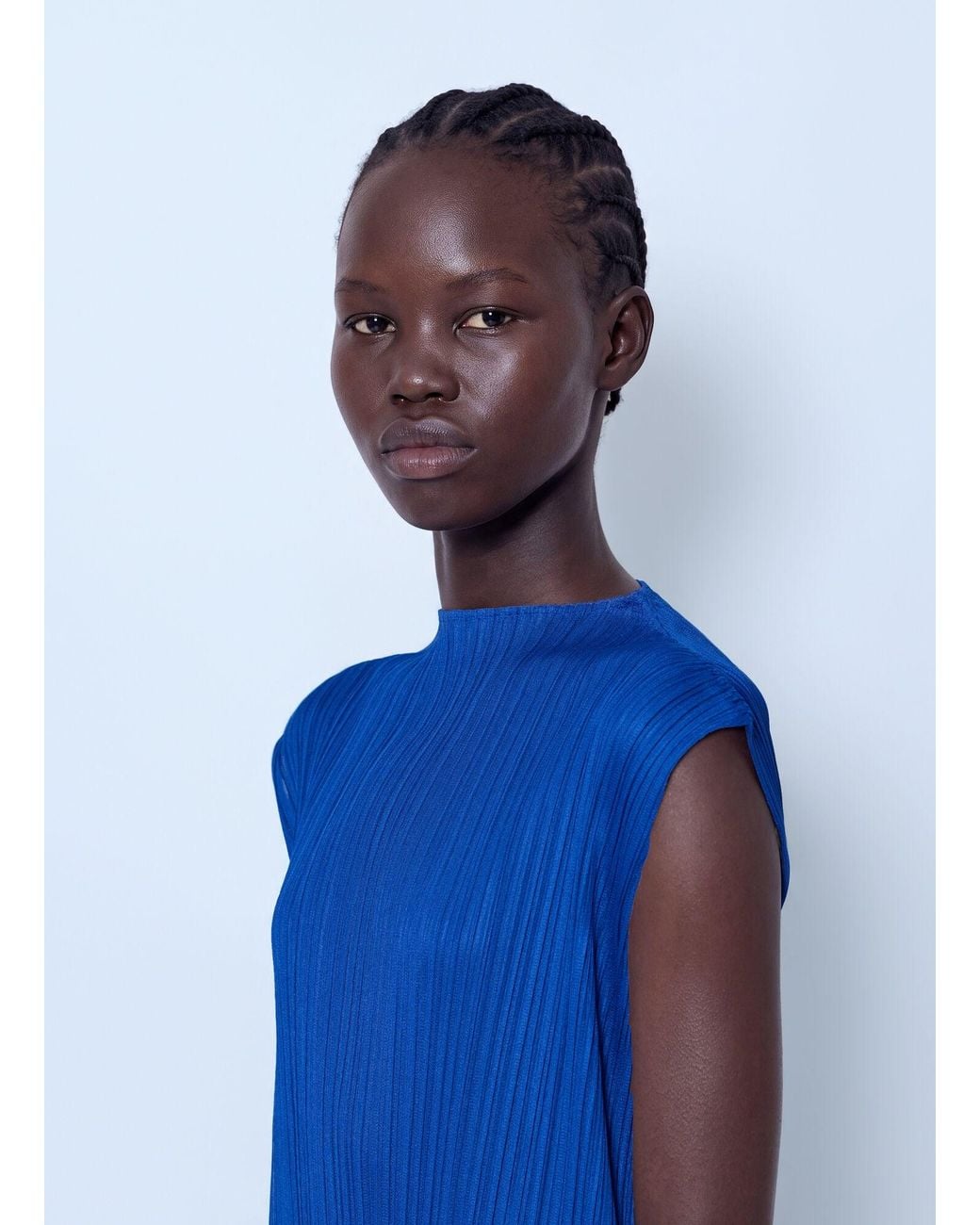 Pleats Please Issey Miyake Blue July Pleated Midi Dress