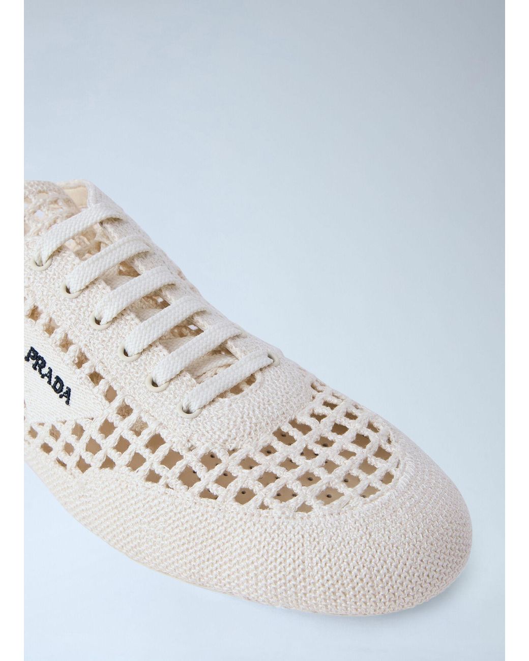 Prada White Collapse Crochet Sneakers