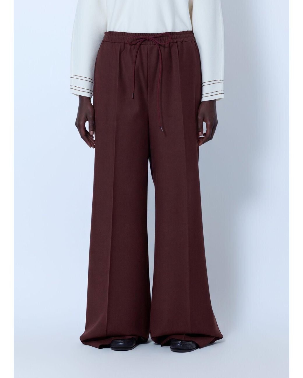Max Mara Purple Wide-Leg Drawstring Trousers