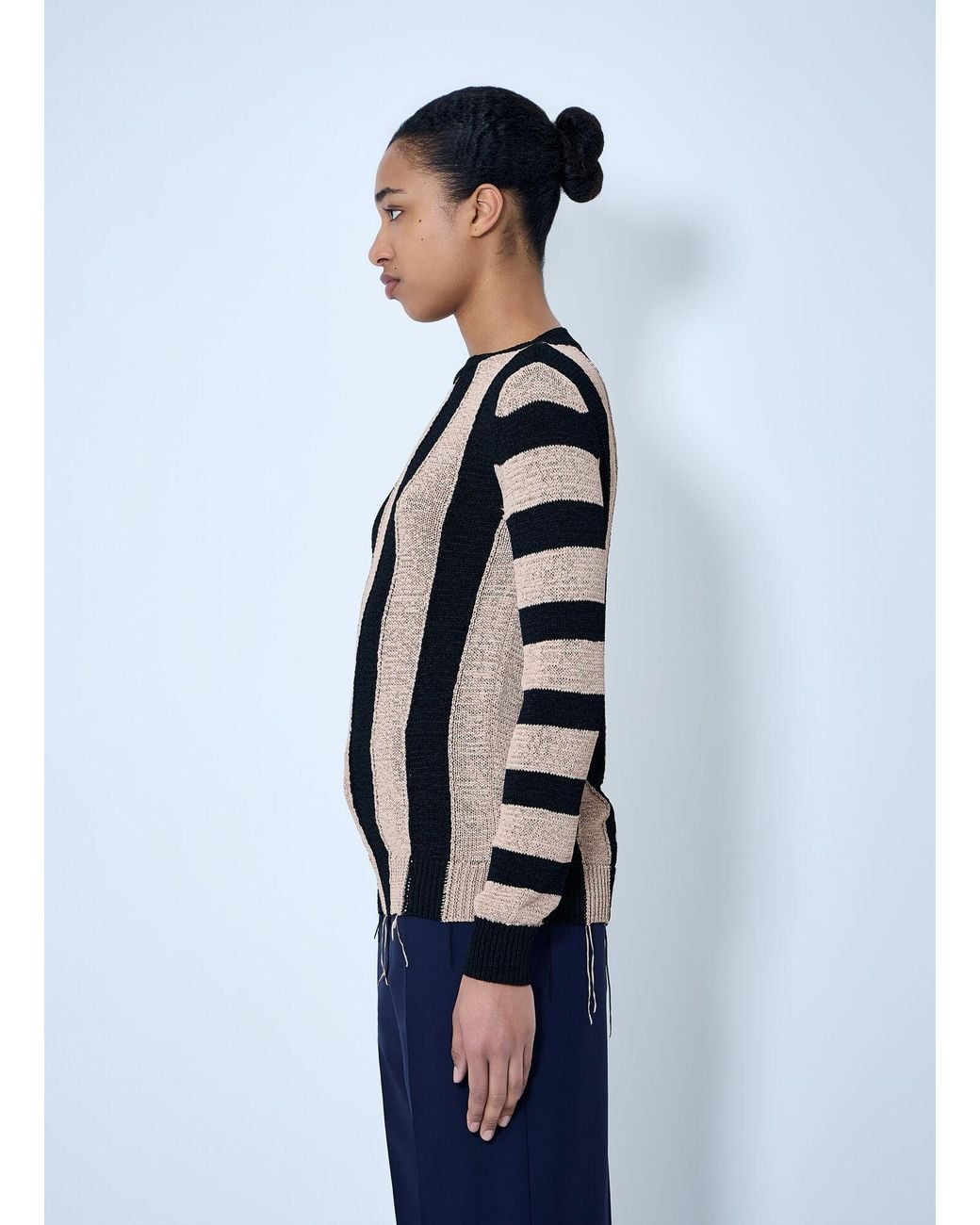 Dries Van Noten Blue Striped Knit Sweater