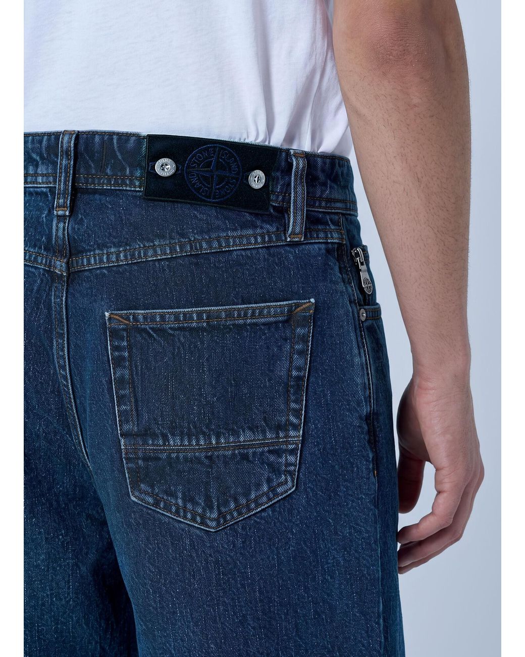 Stone Island Blue Five-Pocket Wide-Leg Denim Jeans for men
