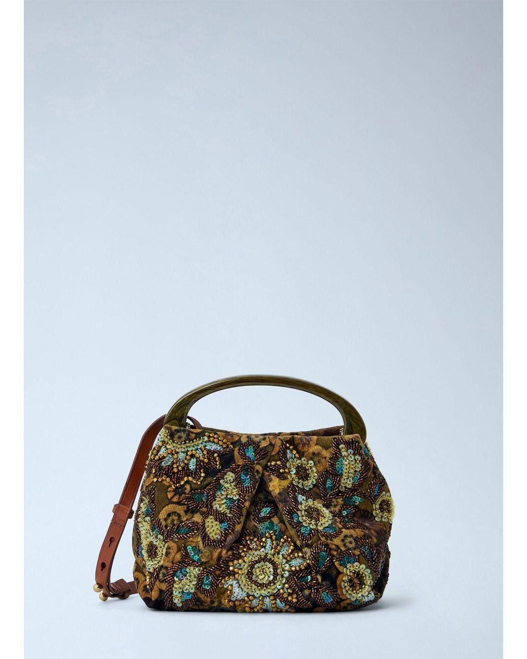 Dries Van Noten Green Crisp Metallic Crossbody Bag